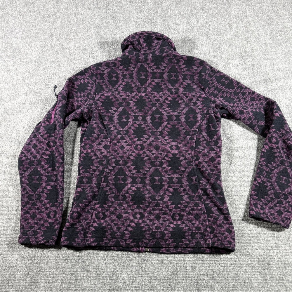 Columbia Womens‎ XS Full Zip Fleece Jacket Purple Black Geometric Aztec Pattern - Picture 2 of 7